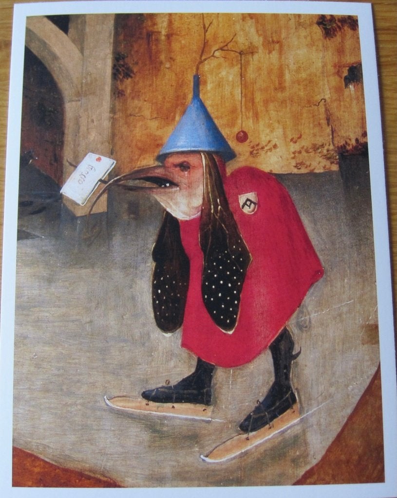 Jeroen Bosch - verzoeking heilige Antonius-detail met duivel, Ophalen of Verzenden, 1980 tot heden, Ongelopen, Overige thema's