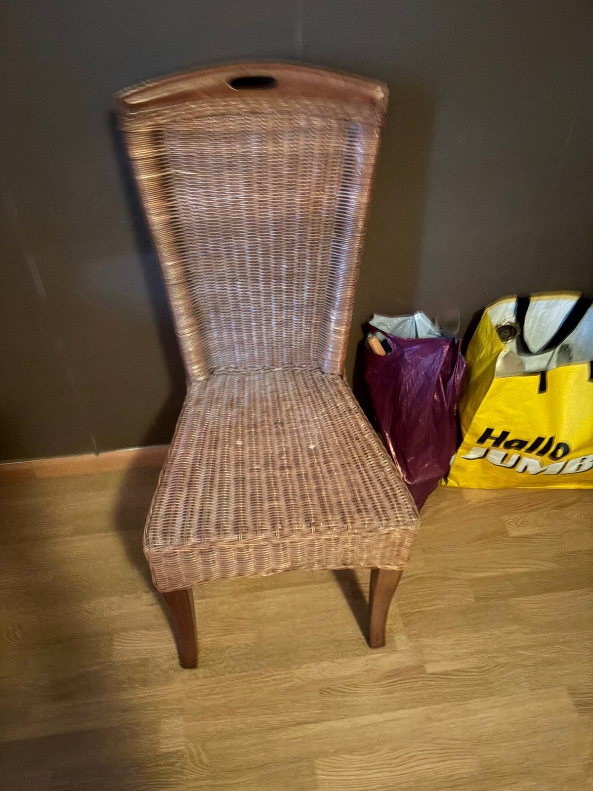 4 rieten stoelen, Huis en Inrichting, Stoelen, Ophalen, Zo goed als nieuw, Bruin, Twee