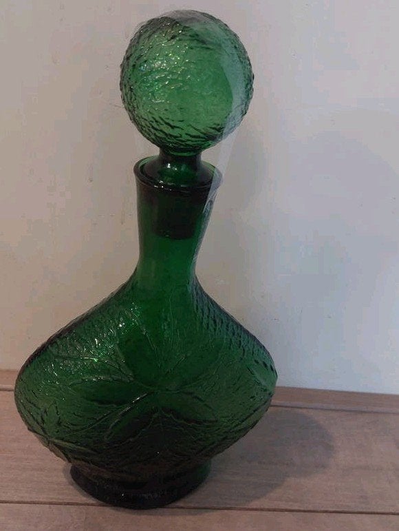 vintage, Empoli karaf van groen glas, Ophalen of Verzenden