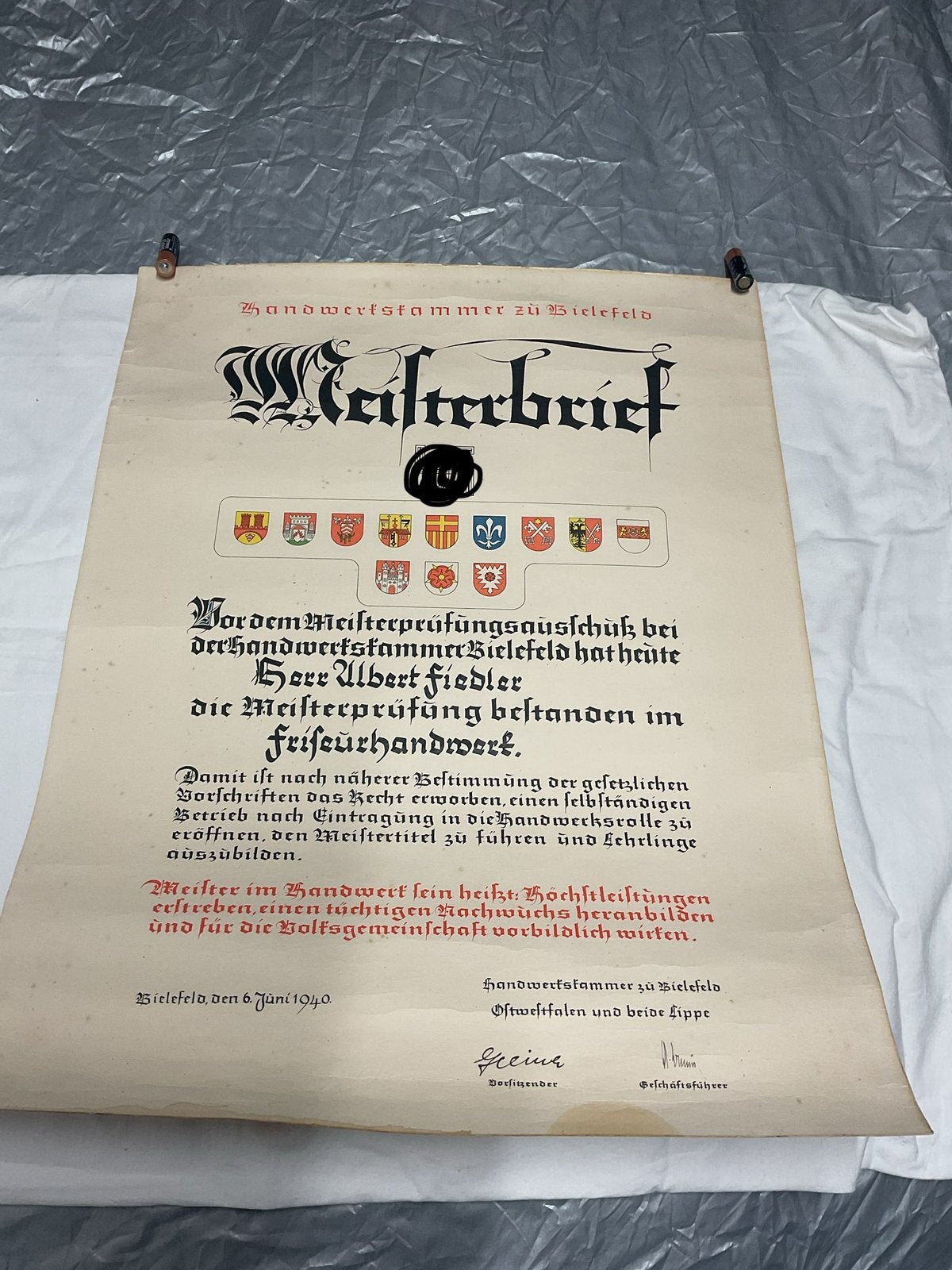 Getuigschrift van het kappersberoep 194o, Verzamelen, Ophalen of Verzenden, Nederland, Boek of Tijdschrift