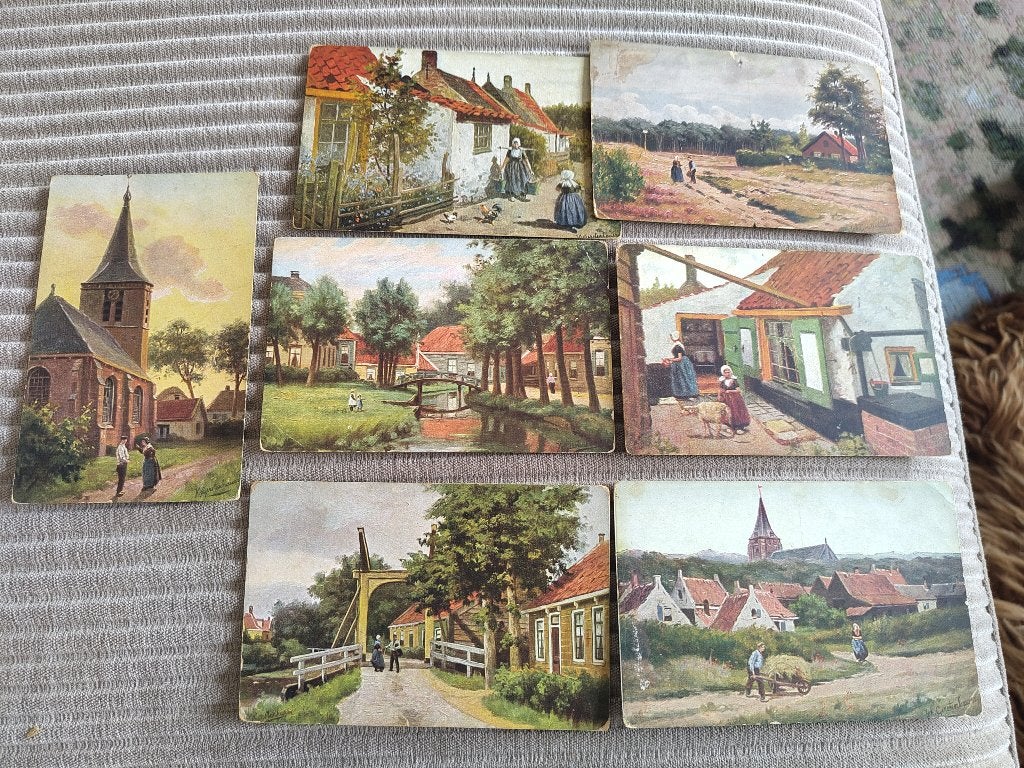 7 antieke prentbriefkaarten J.G. Gerstenhauer ca. 1905-1915, Verzamelen, Ophalen of Verzenden, Voor 1920, Ongelopen, Zuid-Holland