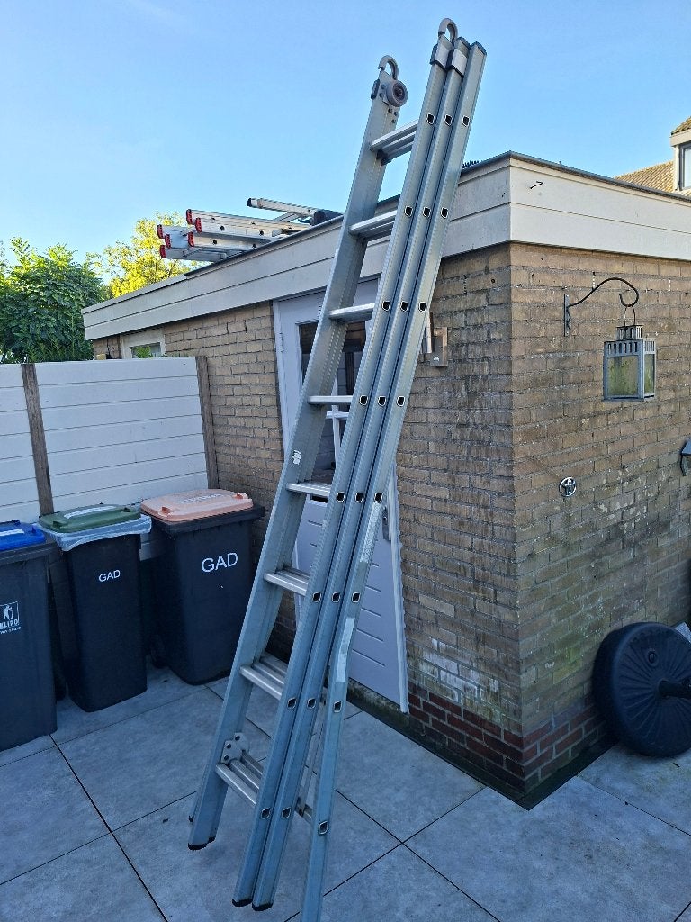 Dirks ladder, glazenwassers ladder, 3x8 in 3,15m uit 7,25m., Doe-het-zelf en Verbouw, Ophalen, Gebruikt, Ladder, Opvouwbaar of Inschuifbaar