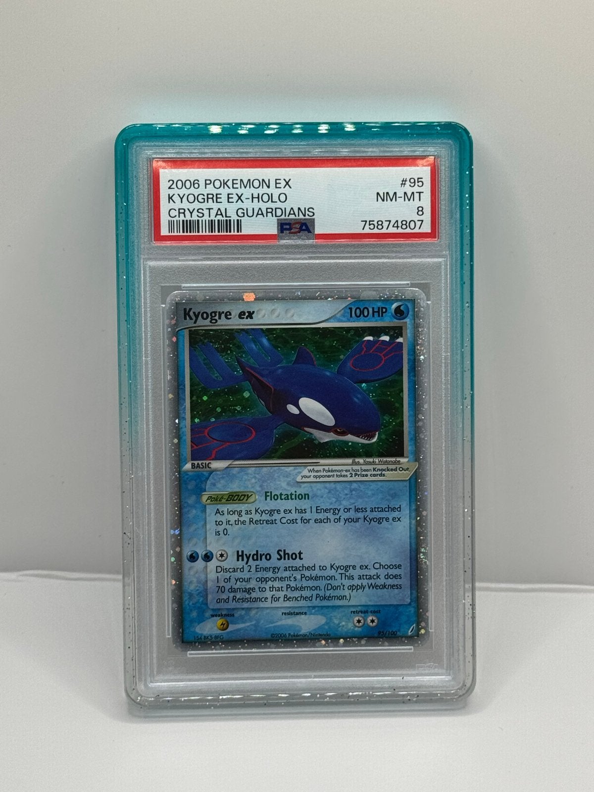 Kyogre ex Crystal Guardians PSA 8 Pokémon, Ophalen of Verzenden, Zo goed als nieuw, Losse kaart