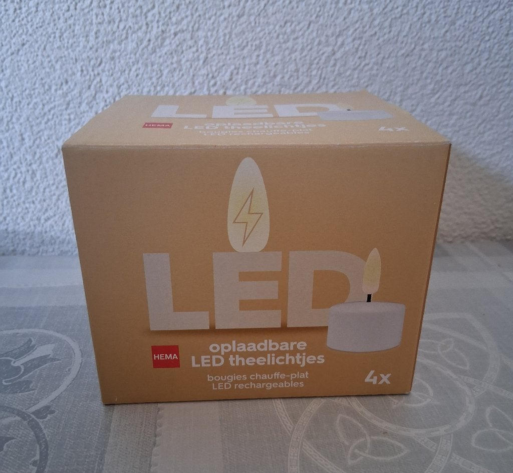 Led theelichten oplaadbaar Hema, set van 4, Ophalen, Overige materialen, Wit, Nieuw