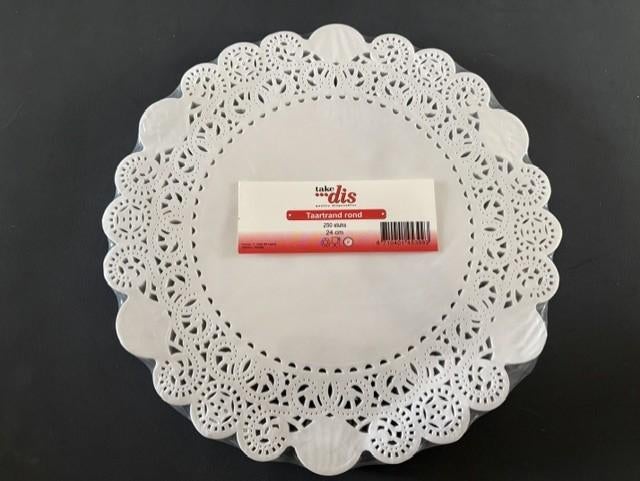 Taartrand rond Ø24cm wit 250 stuks, Ophalen of Verzenden, Nieuw