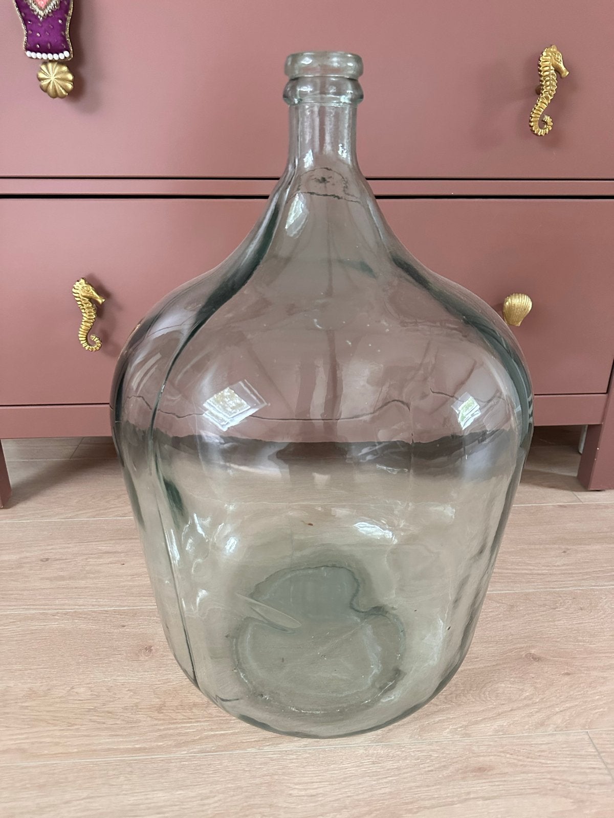 Grote vintage glazen fles / mandfles / demijohn, Ophalen of Verzenden
