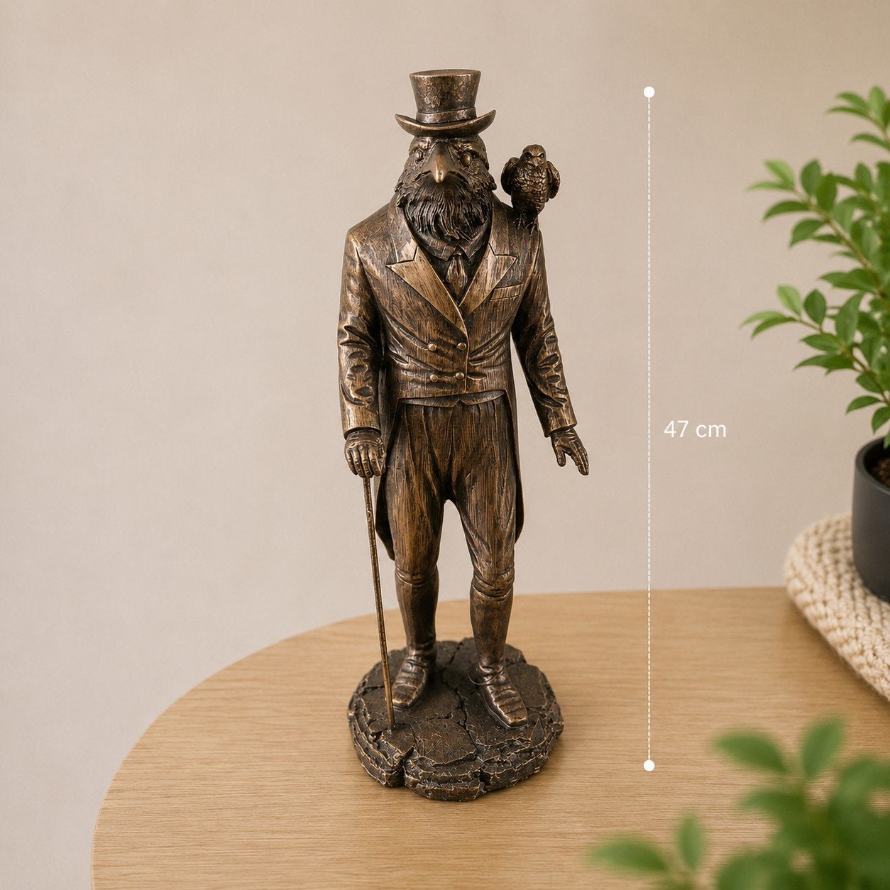 Raaf Gentleman beeld 47 cm – bijzondere woondecoratie, Ophalen of Verzenden, Nieuw, Kunststof