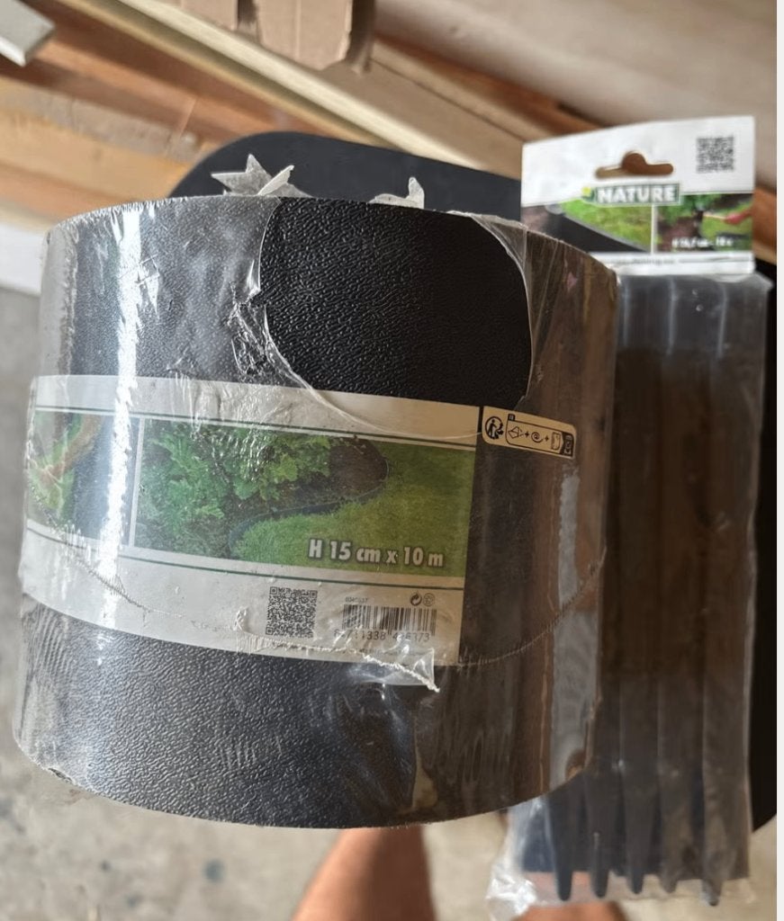 Nieuwe Nature Tuinrand 15cm x 10m met 10 bevestigingspennen, Tuin en Terras, Bielzen en Borders, Ophalen, Kunststof, Minder dan 25 cm