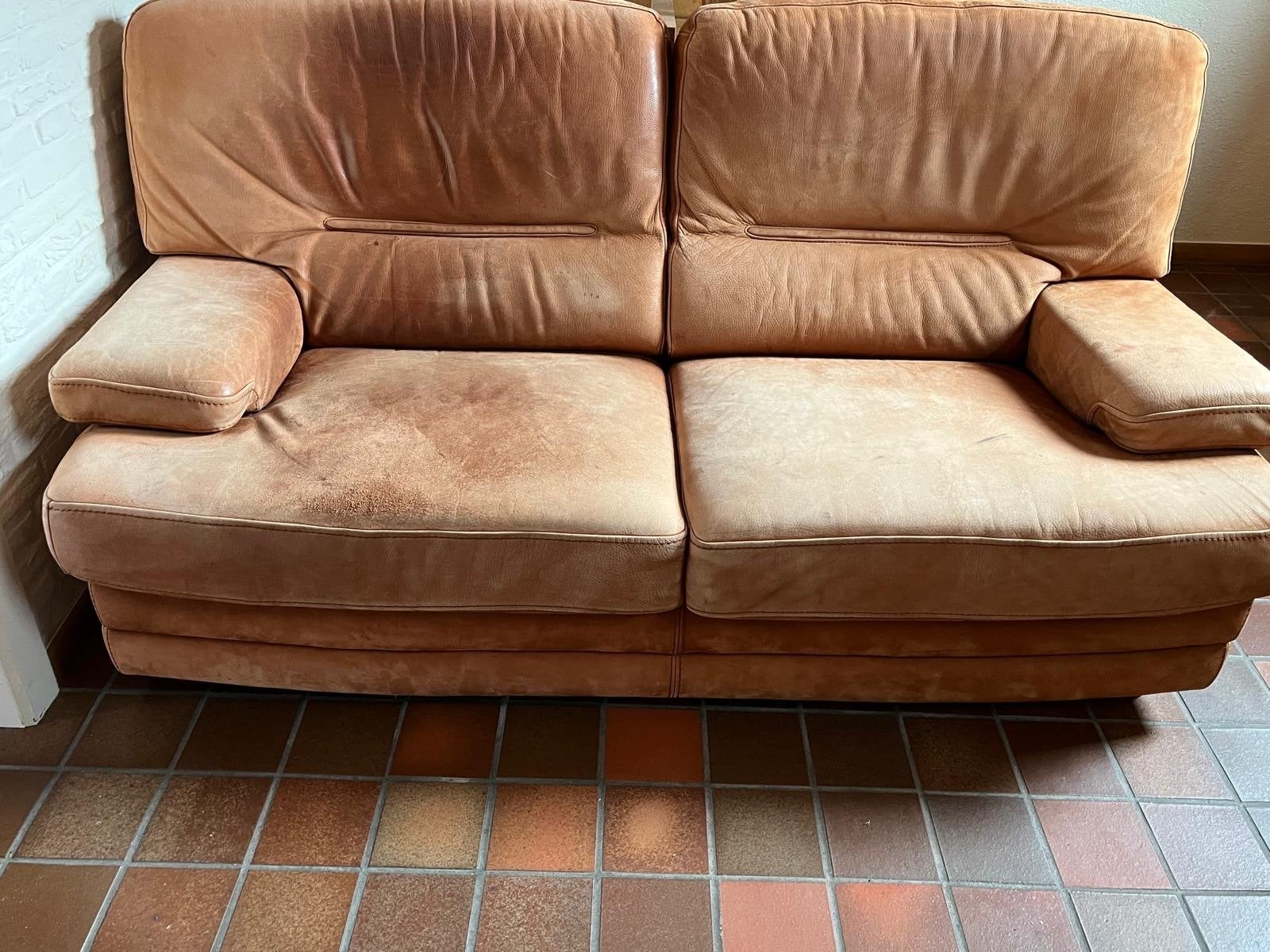Comfortabele 2-zitsbank van leer, gebruikt, Ophalen, Gebruikt, 150 tot 200 cm, Tweepersoons