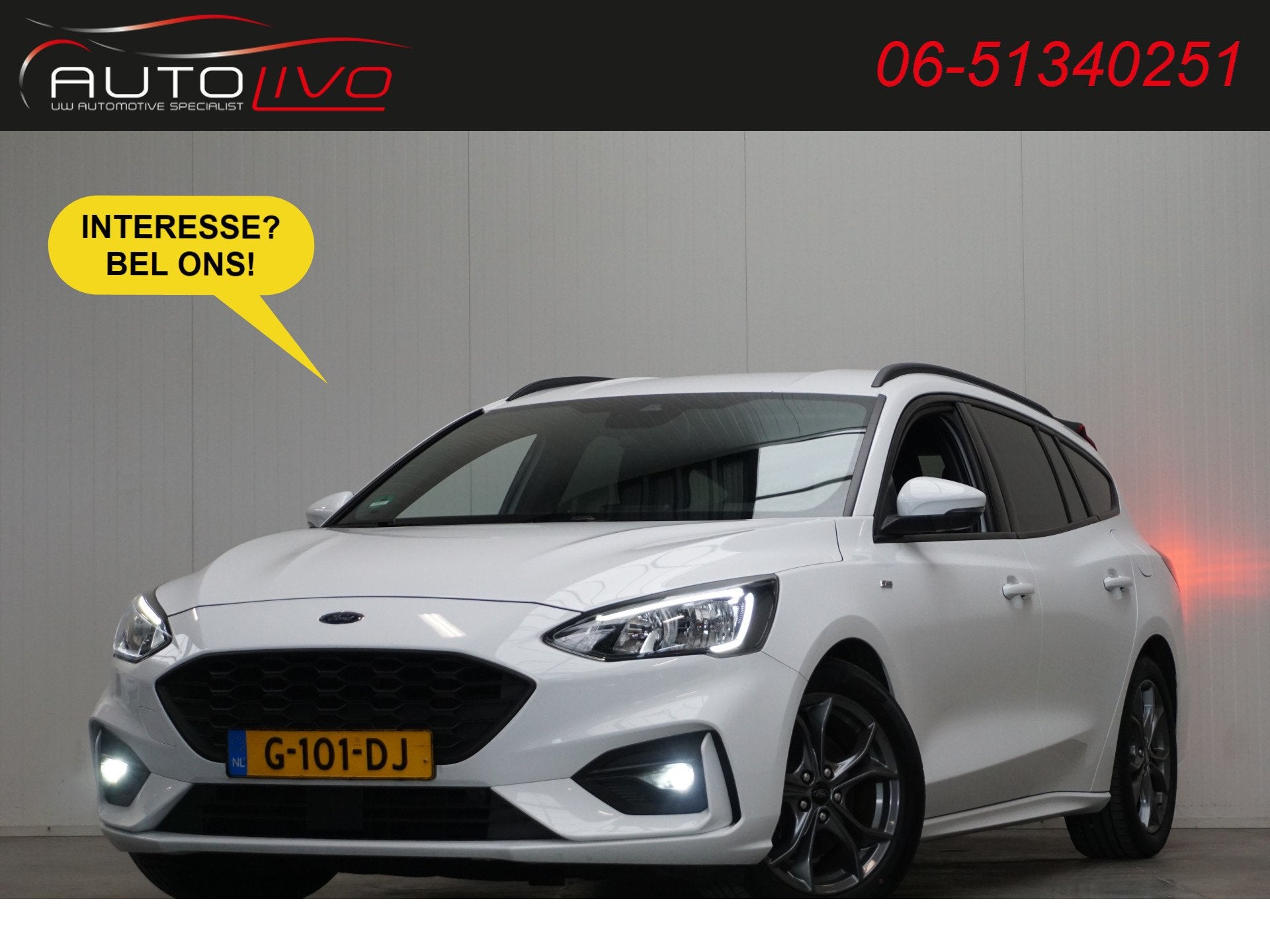 Ford FOCUS Wagon 1.5 EcoBoost ST Line Business 180 PK! B & O, Stof, Wit, Origineel Nederlands, Handgeschakeld