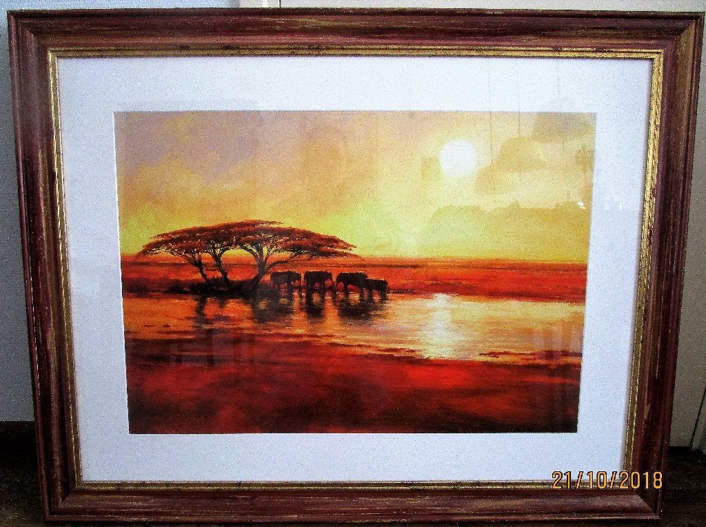Afrikaans tafereel, Ophalen of Verzenden, Zo goed als nieuw, Minder dan 50 cm, Print