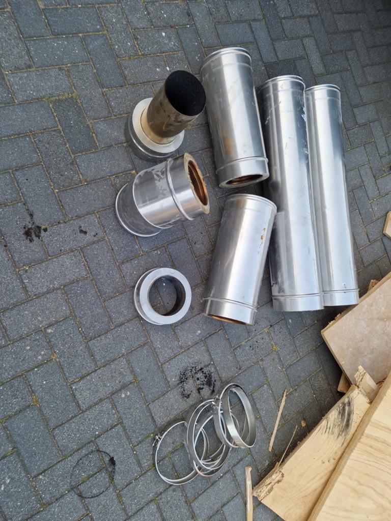 Dubbelwandige RVS rookkanaal onderdelen 150/215mm, Doe-het-zelf en Verbouw, Ophalen, Gebruikt, Afzuiger