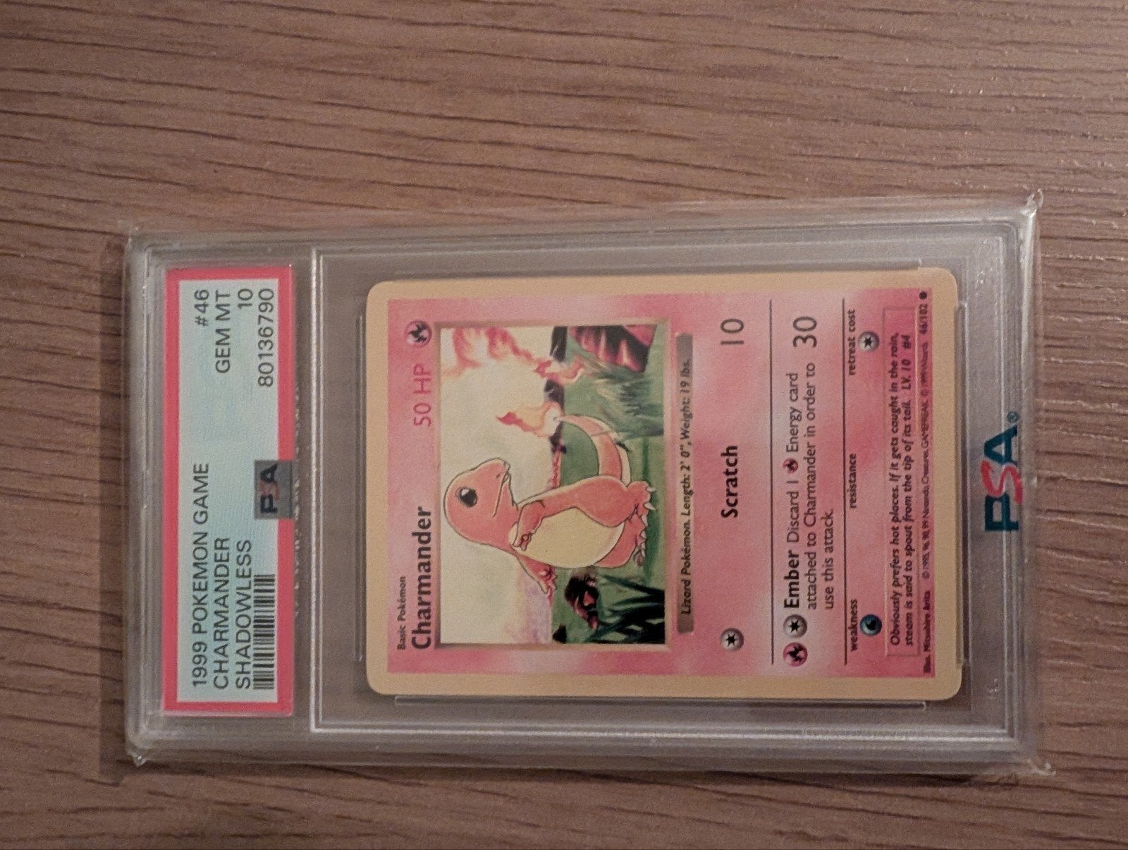 PSA 10 Gem Mint Charmander Shadowless #46, Ophalen of Verzenden, Nieuw, Losse kaart