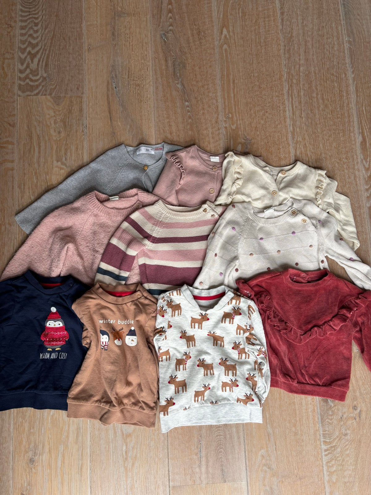 10 truien/vestjes maat 80 Zara, H&M, C&A, Kinderen en Baby's, Ophalen, Gebruikt, Meisje, Truitje of Vestje