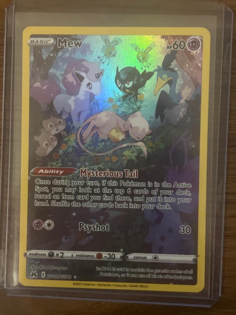 Mew Pokemon Kaart AR, Ophalen of Verzenden, Zo goed als nieuw, Losse kaart, Foil