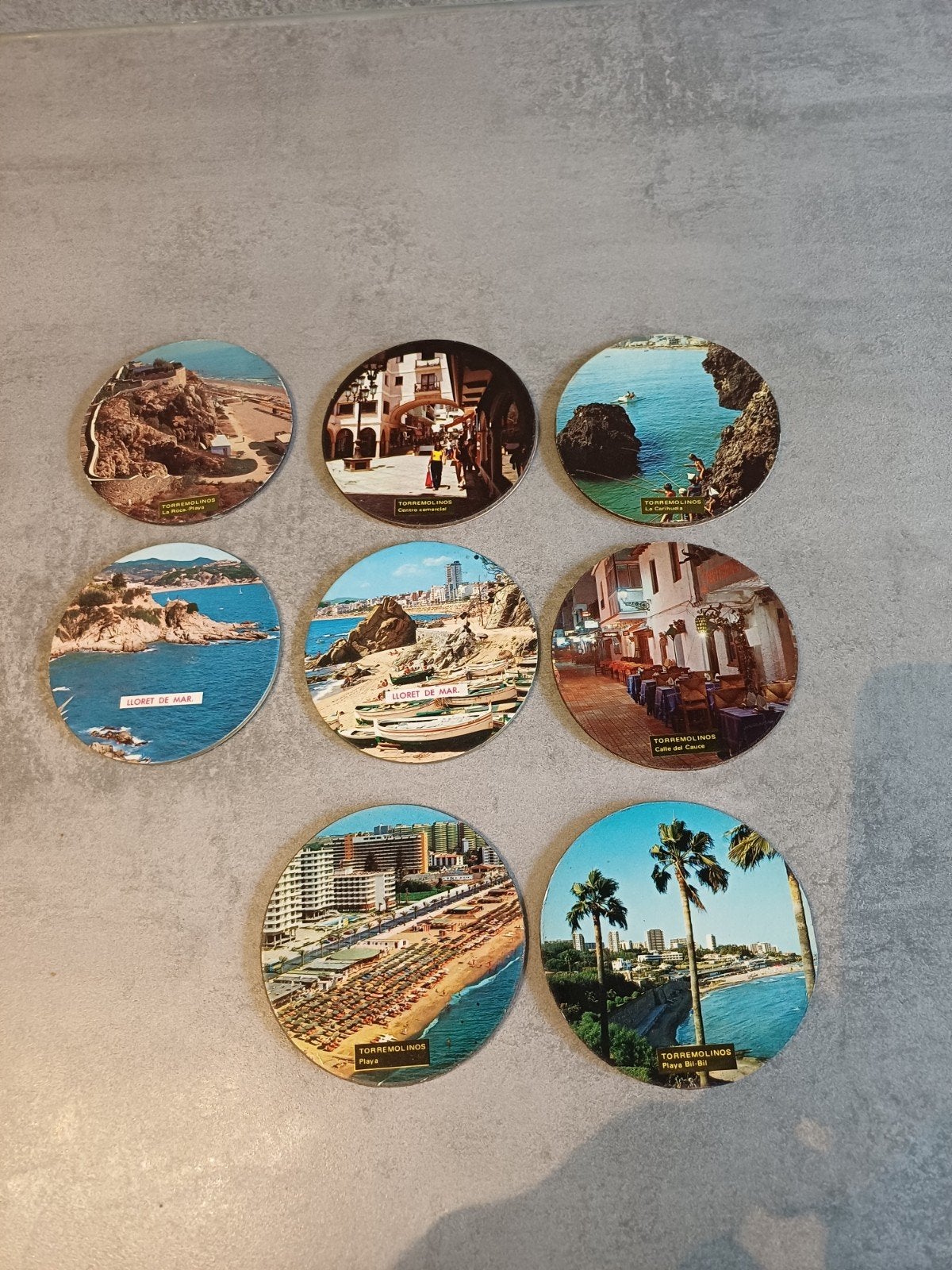 Vintage onderzetters Torremolinos & Lloret de Mar (8 stuks), Ophalen of Verzenden