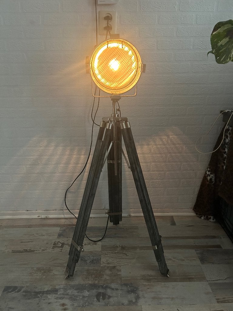 Industriële staande lamp, Huis en Inrichting, Ophalen, Zo goed als nieuw, Glas, 150 tot 200 cm