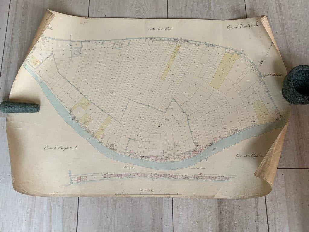 2 grote originele tekeningen kadaster Koudekerk ad Rijn 1888, Ophalen of Verzenden, 1800 tot 2000, Nederland, Landkaart