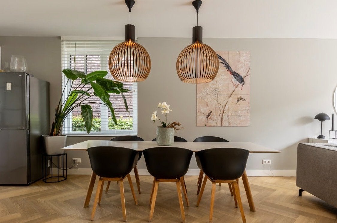Prachtige secto octo design hanglamp zwart/hout, Ophalen, Scandinavisch, E27 (groot), Zo goed als nieuw