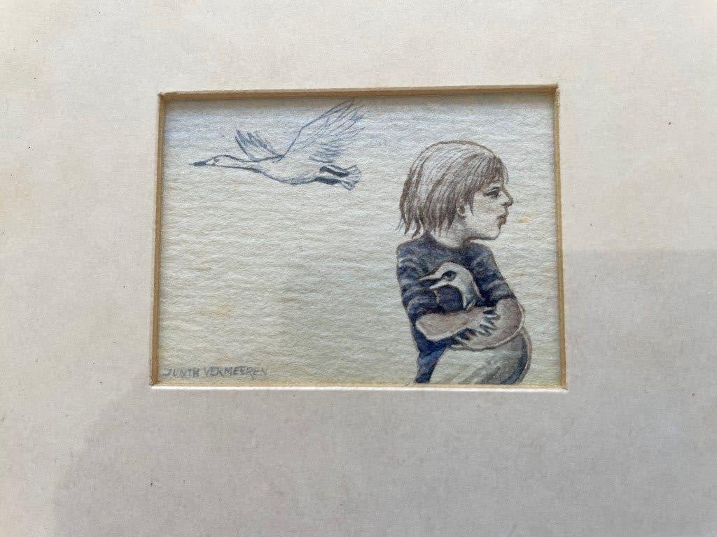 Mini aquarel  | Judith Vermeeren, Overige stijlen, Portret of Personen, Aquarel, Ophalen