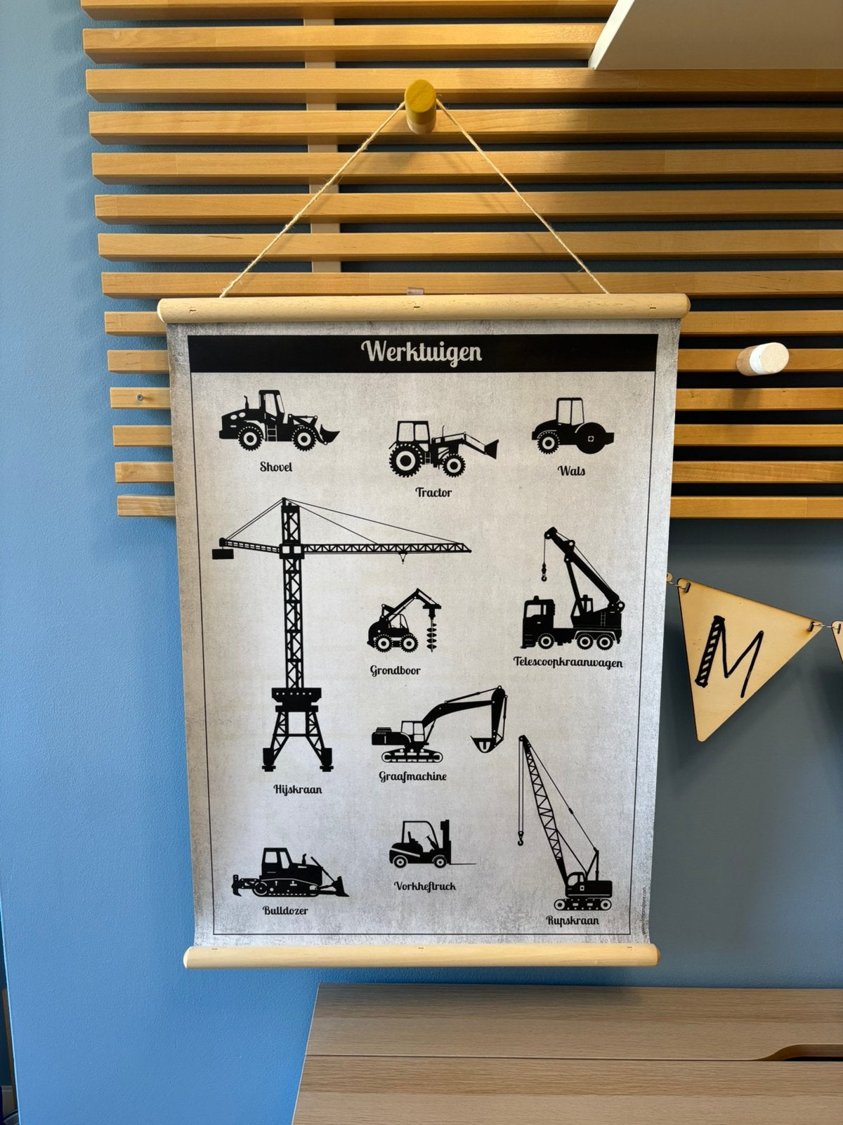 Schoolplaat met werktuigen/ bouwplaats, Ophalen of Verzenden, Zo goed als nieuw
