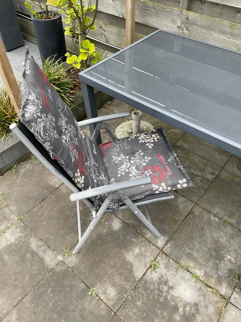 tuin tafel met 4 stoelen, Tuin en Terras, Ophalen, Gebruikt, Aluminium