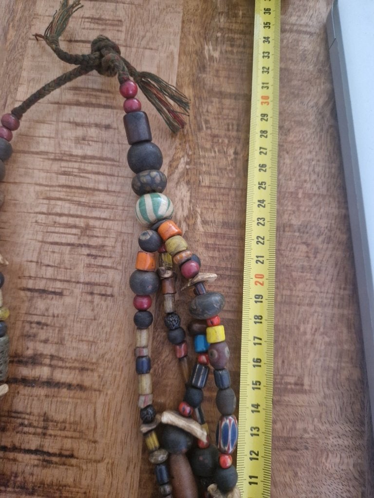 Etnische ketting met amberkralen en been., Ophalen of Verzenden
