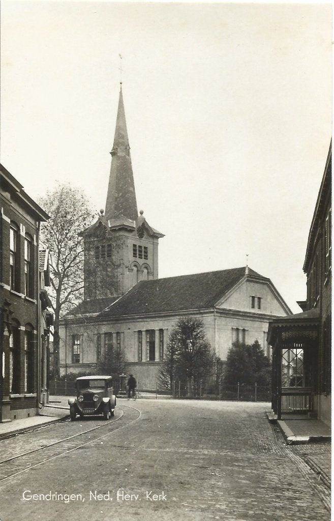 Gendringen-De Achterhoek-N H Kerk m oldtimer-Oude Tram spoor, Ophalen of Verzenden, 1920 tot 1940, Ongelopen, Gelderland