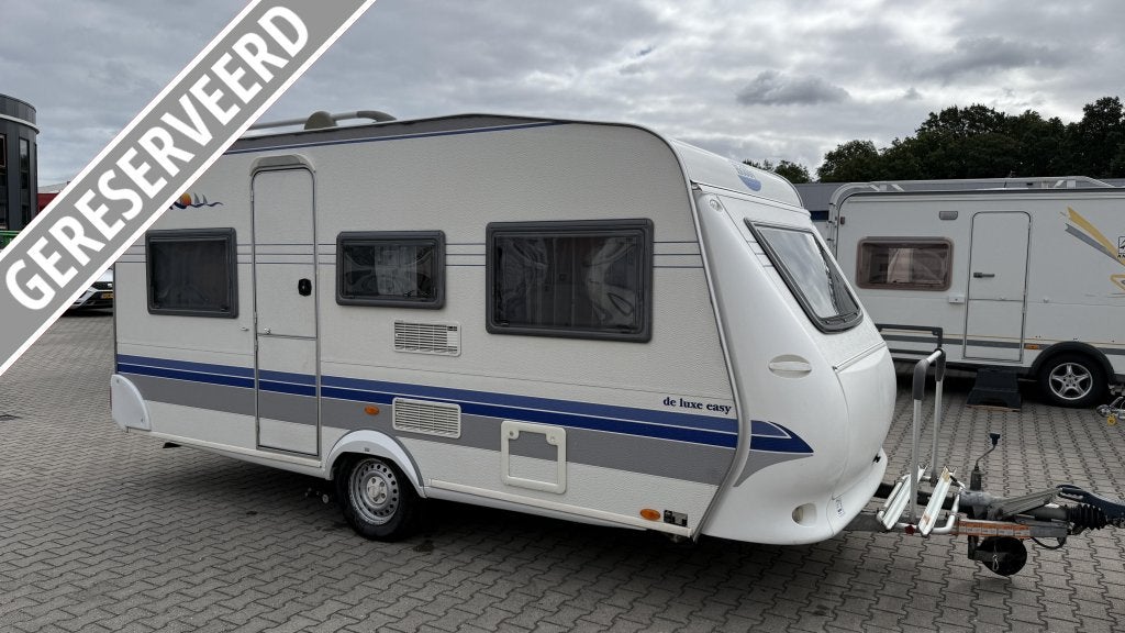 Hobby De luxe Easy 450 UF bouwjaar 2003 met voortent, Rondzit, Hobby, Bedrijf, 750 - 1000 kg