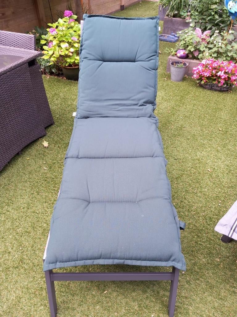 Te koop luxe tuinbed met kussen, Tuin en Terras, Ligbedden, Ophalen, Gebruikt, Metaal, Verstelbaar