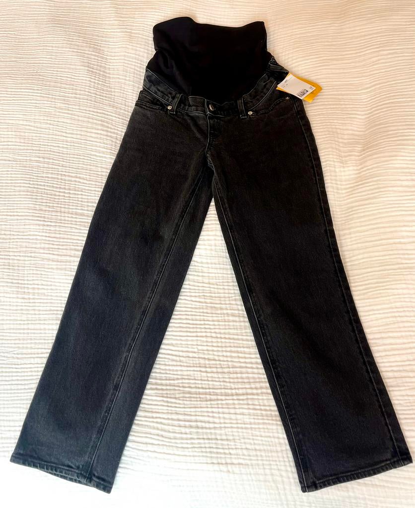 Zwangerschapsbroek- H&M mama straight high rib maat xs, Nieuw, Ophalen of Verzenden, Maat 34 (XS) of kleiner, Grijs