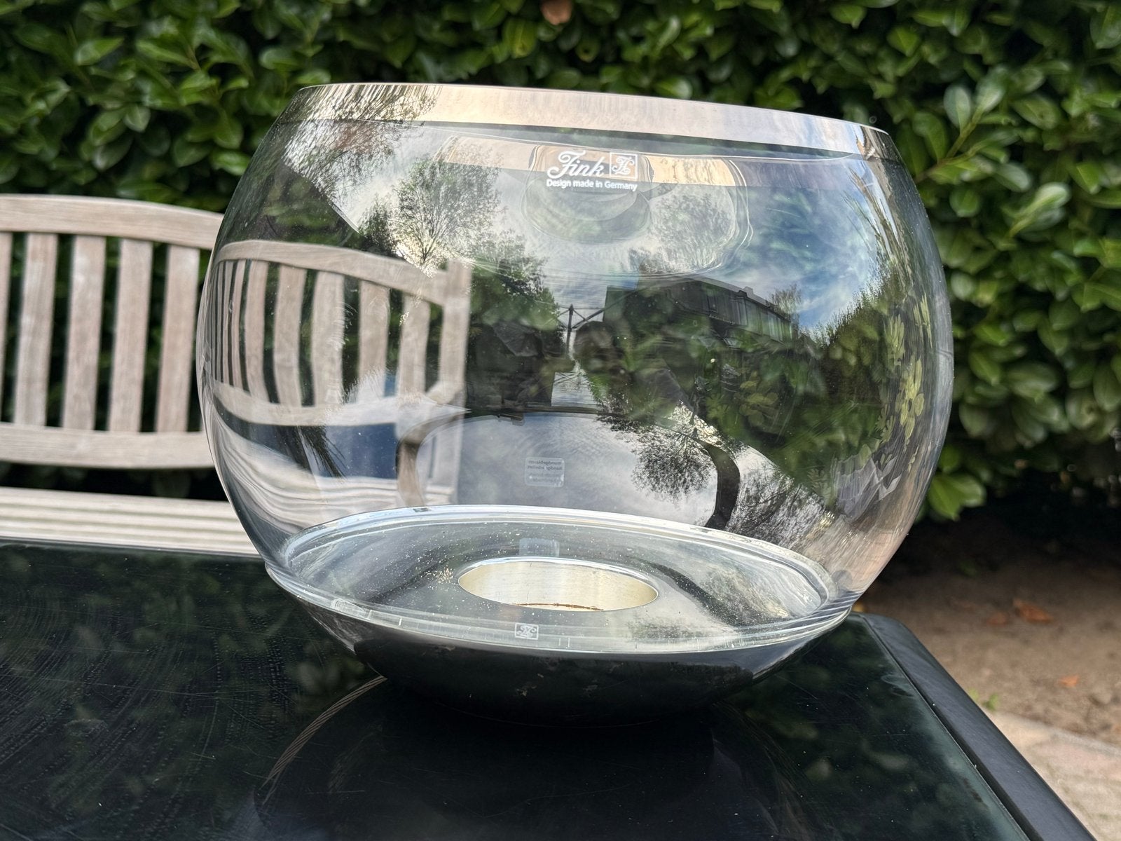 Fink Windlicht Globe - Mondgeblazen Glas en Metaal, Ophalen, Gebruikt, Modern, Glas