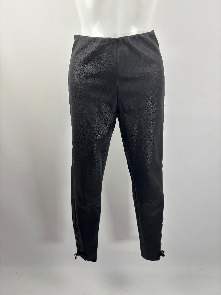 UTERQUE Zwart stretch leer broek  Maat M/L - 38/40, Kleding | Dames, Broeken en Pantalons, Maat 38/40 (M), Zwart, Uterque, Ophalen of Verzenden