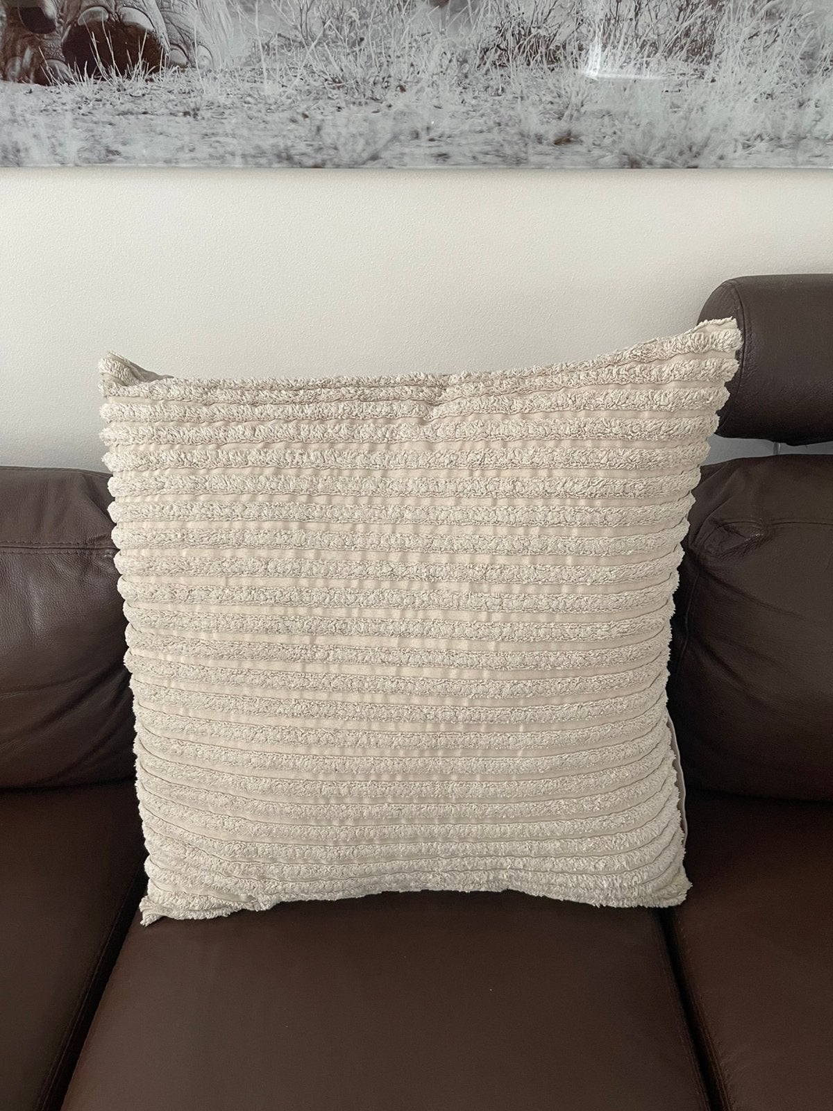 Kussen beige 60x60 met rits wasbaar, Beige, Vierkant, Ophalen of Verzenden, Zo goed als nieuw