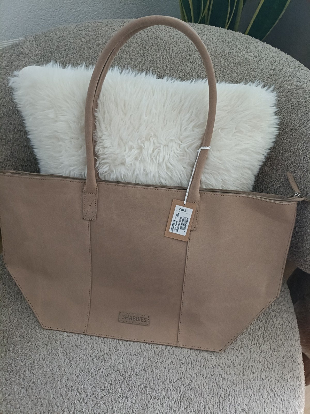 Nieuwe SHABBIES tas...taupe mooi leer, 40 tot 60 cm, 30 cm of meer, Ophalen of Verzenden, Nieuw