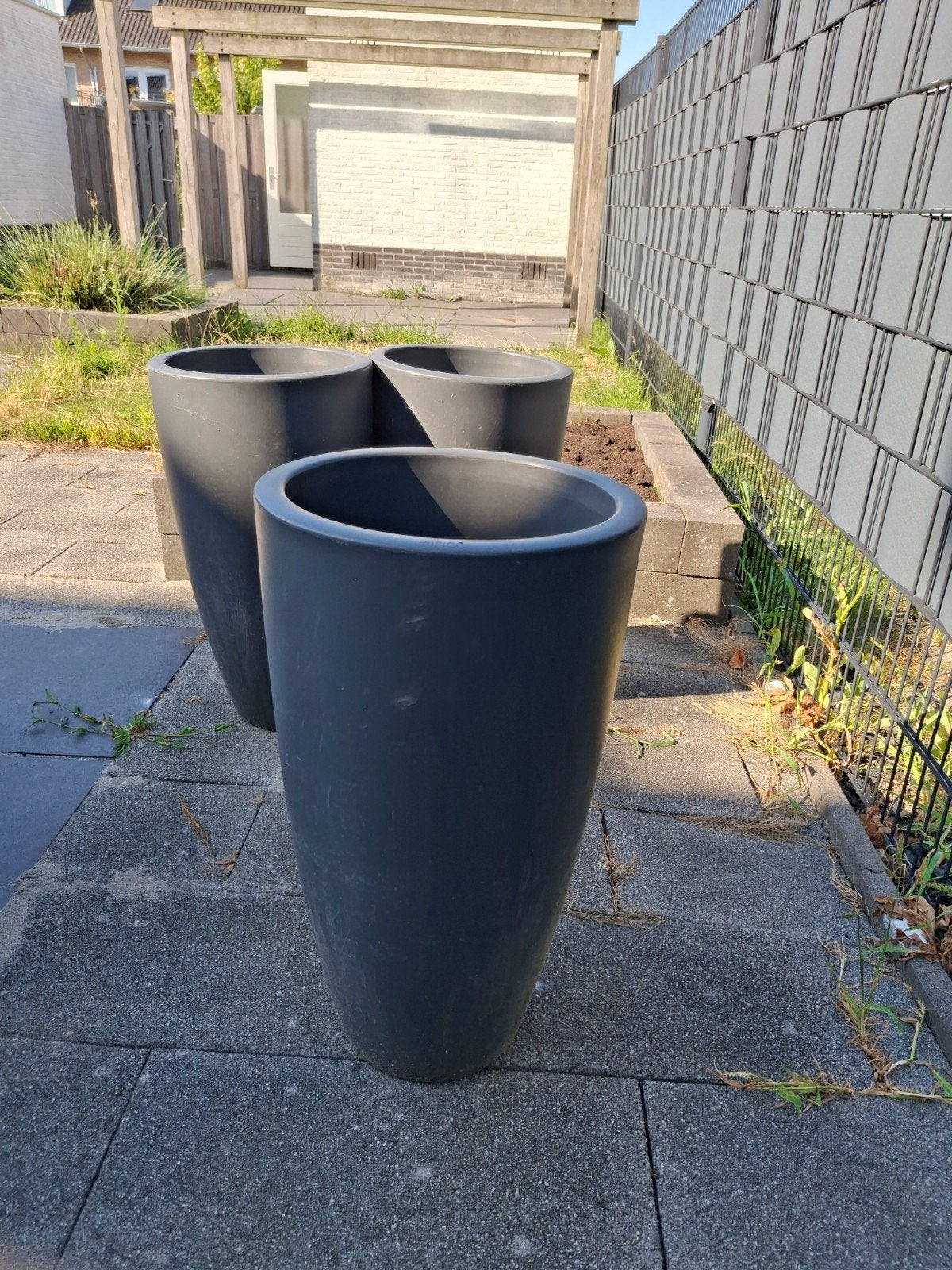Elho bloempotten, grijs, 3 stuks. ook per stuk te koop, Ophalen, Kunststof, Gebruikt, 40 cm of meer