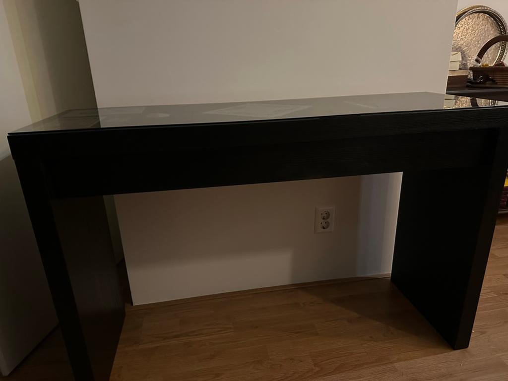 IKEA MALM Toilettafel/Bureau - Zwart, 120x41 cm, Huis en Inrichting, Tafels | Kaptafels, Gebruikt, 100 tot 150 cm, Ophalen of Verzenden