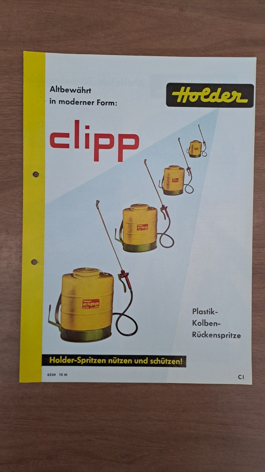 oude folder HOLDER CLIPP rugspuit, gifspuit, onkruidspuit, Ophalen of Verzenden, Zo goed als nieuw, Folder