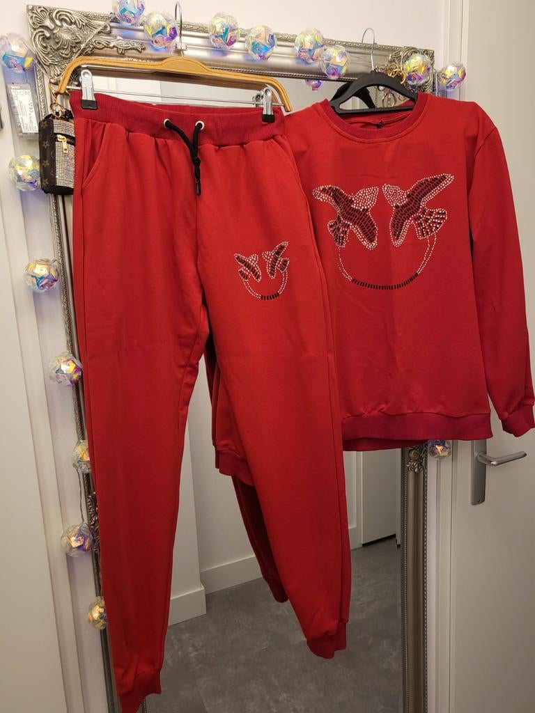 Rood huispak met strass details, Ophalen of Verzenden