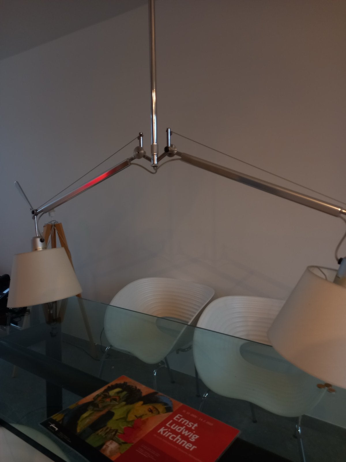 Artemide hanglamp met twee verstelbare armen, Ophalen, Gebruikt, Metaal