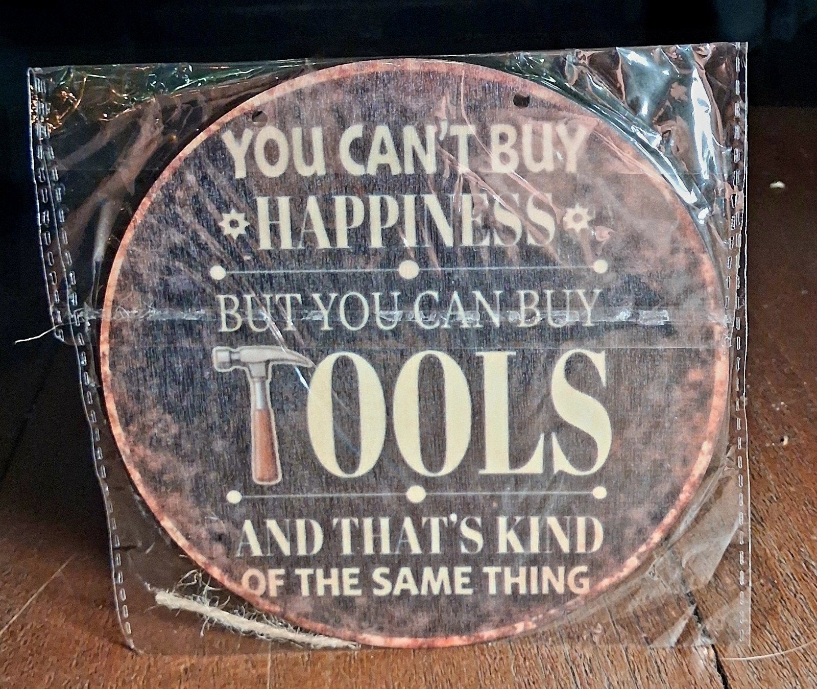 Stoer Houten Wandbord "Tools & Happiness" - Garage/Man Cave, Ophalen of Verzenden, Nieuw