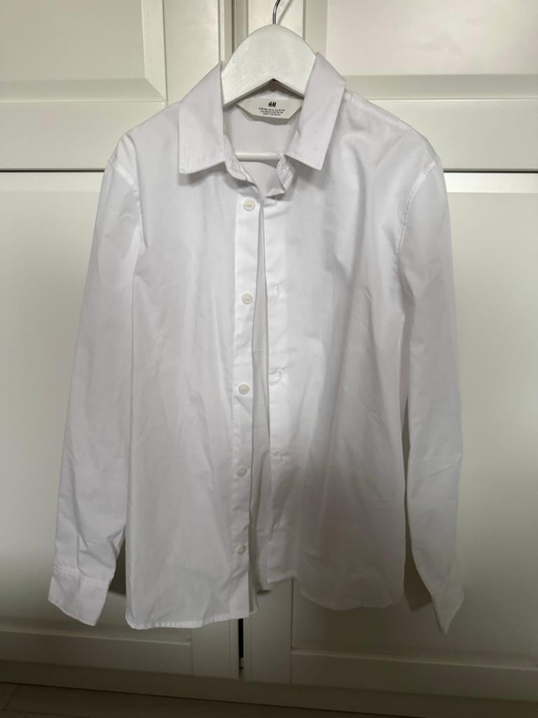 Witte blouse H&M maat 146, Ophalen of Verzenden, Zo goed als nieuw, Jongen of Meisje, Overhemd of Blouse