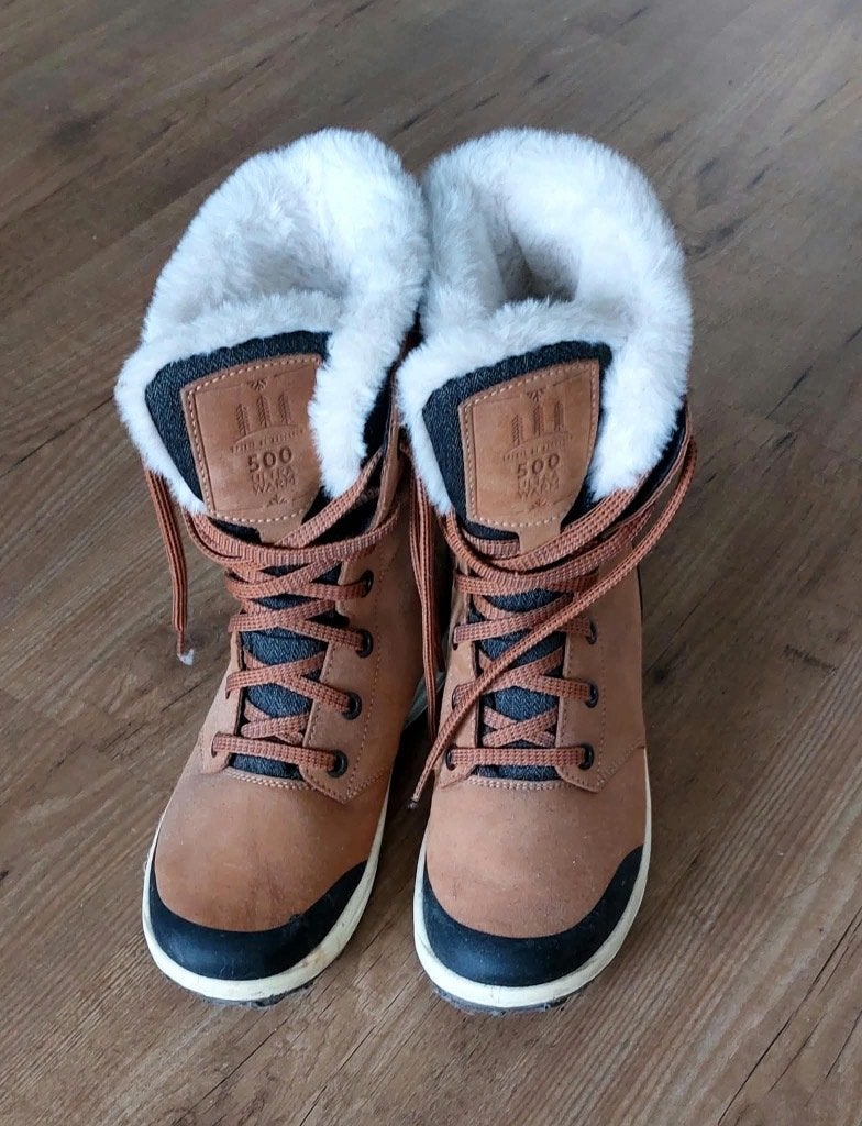 Quechua SH500 U-Warm snowboots dames mt 40 | leer-waterdicht, Ophalen, Bruin, Snowboots, Zo goed als nieuw