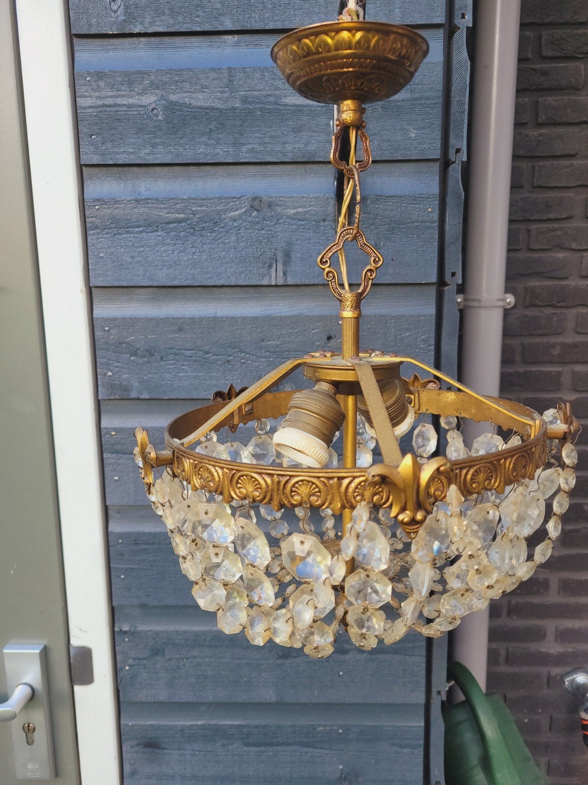 Vintage Kroonluchter met Kristallen, Antiek en Kunst, Antiek | Lampen, Ophalen