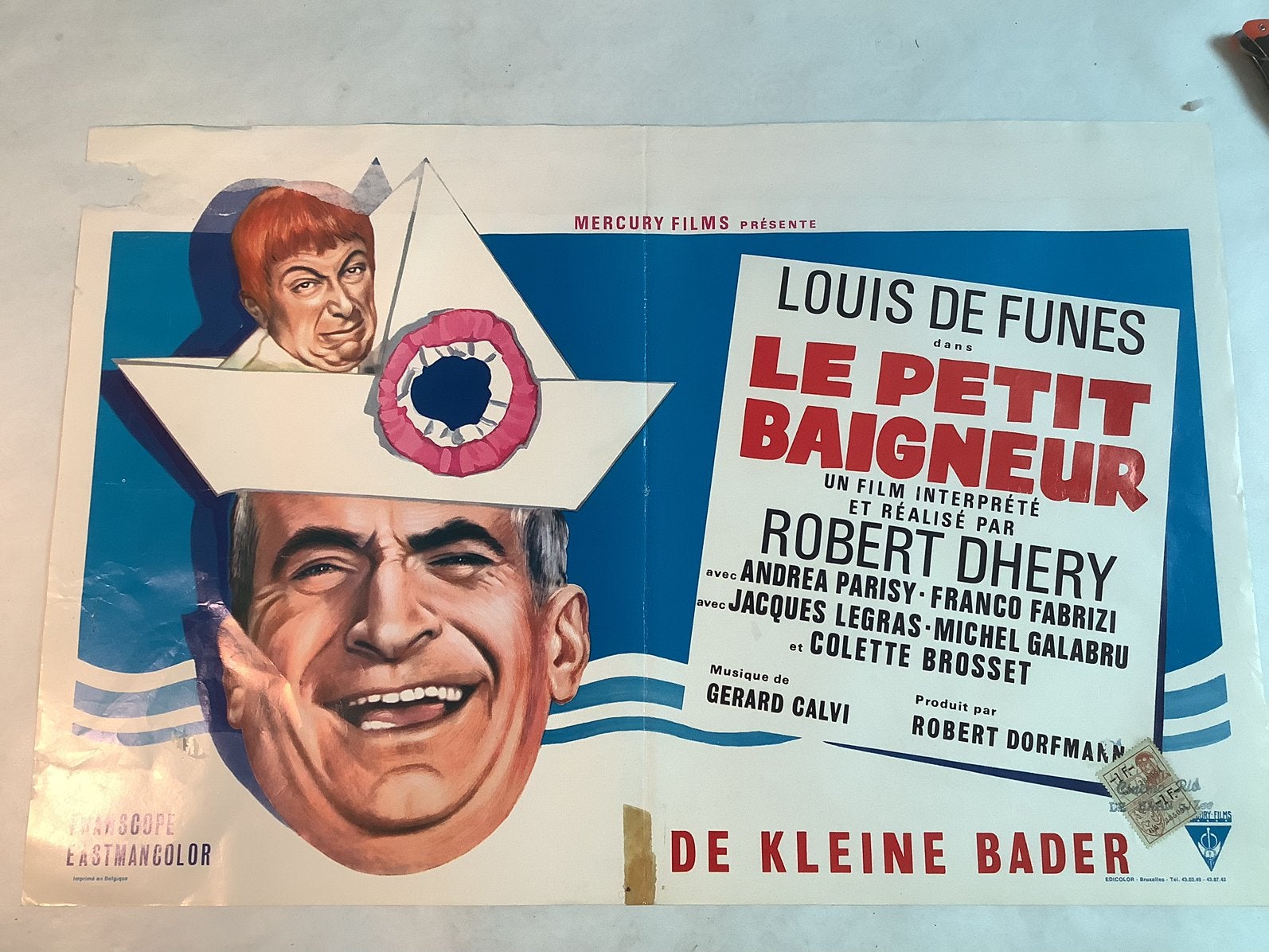 LE PETIT BAIGNEUR   louis de funes   Filmposter   36-54 cm, Ophalen of Verzenden, Gebruikt, Deurposter of groter, Film en Tv