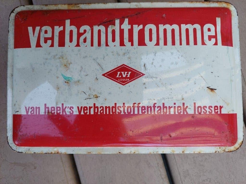 Vintage Van Heek verbandtrommel, Verzamelen, Ophalen of Verzenden, Huis en Inrichting