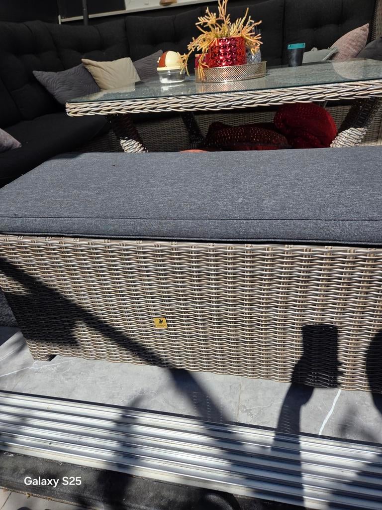Mondial Living 2-persoons terrasbank met kussen, Ophalen of Verzenden, Gebruikt, Wicker