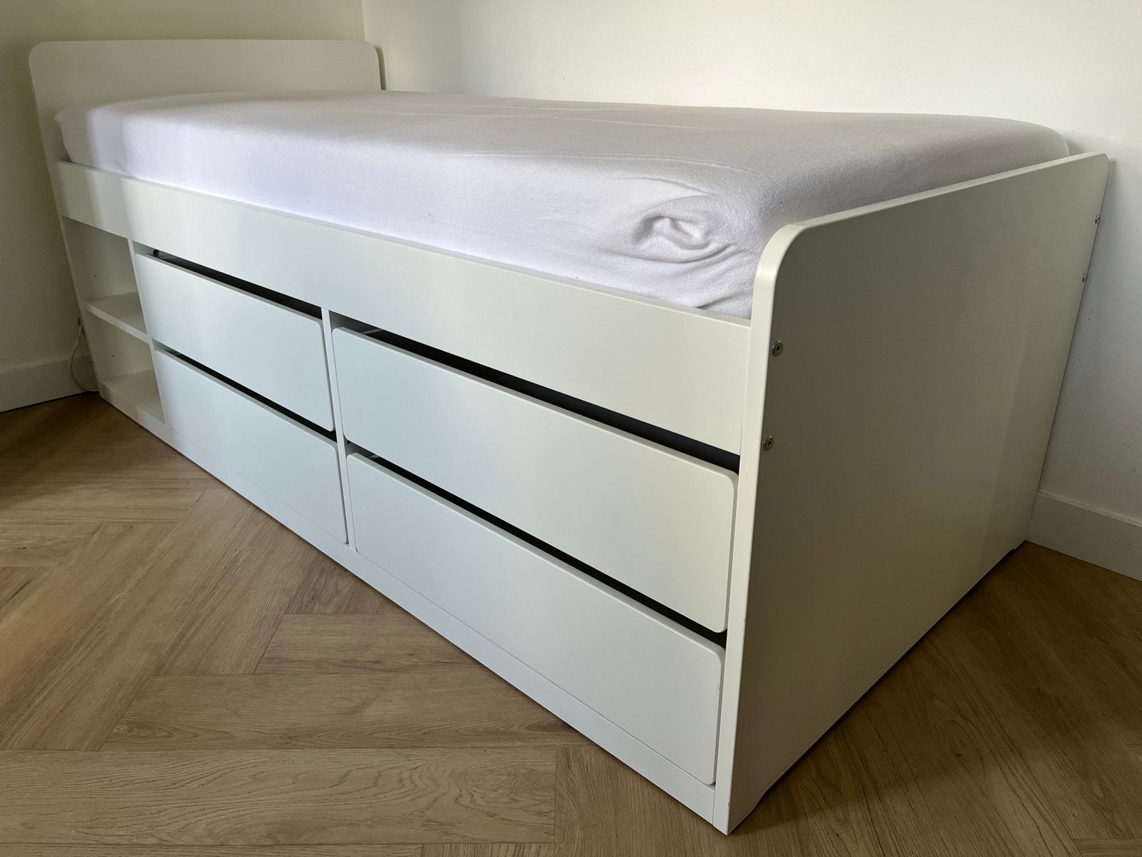 IKEA SLÄKT bed 90x200 cm + matras, Ophalen, 90 cm, Eenpersoons, Wit