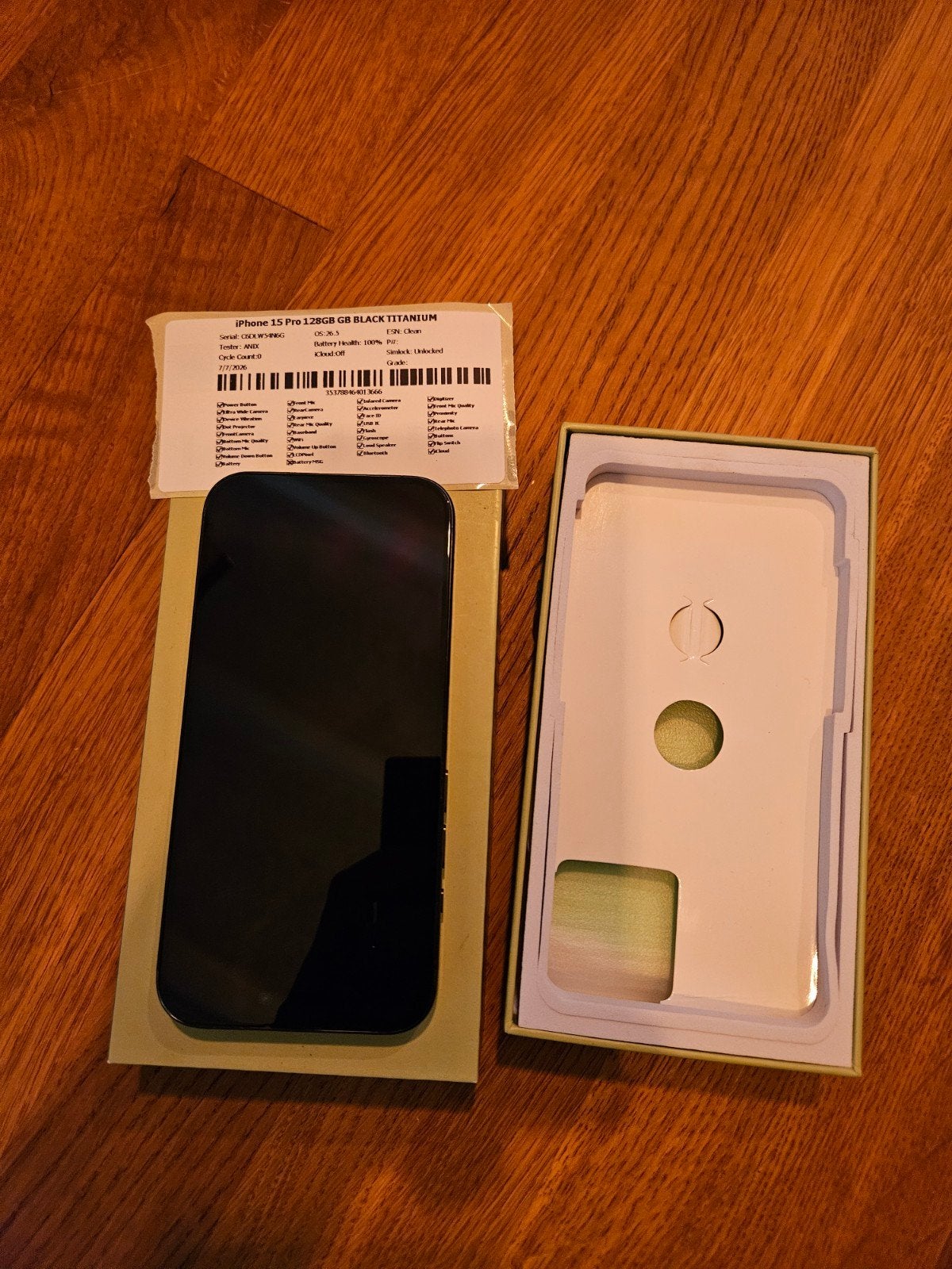 Iphone 15 pro, onbeschadigd met nieuwe accu., Telecommunicatie, Mobiele telefoons | Apple iPhone, Ophalen, 128 GB, Zwart, Nieuw
