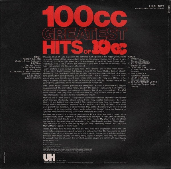 10CC - Greatest Hits (Vinyl LP), Ophalen of Verzenden, Zo goed als nieuw, Originele persing, 12 inch
